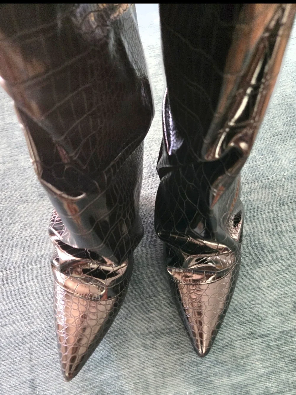 Fold Over Slouch Knee Boots - Black
